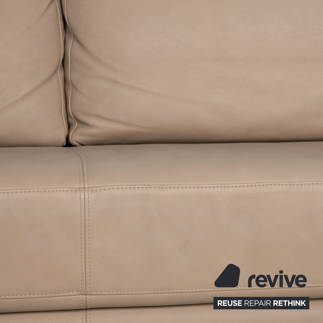 Rolf Benz 355 Leder Sofa Beige Dreisitzer Couch