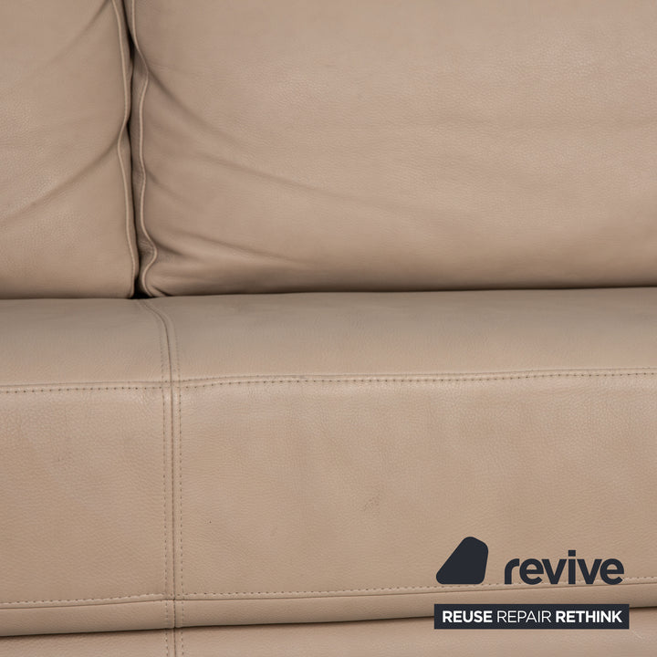 Rolf Benz 355 Leder Sofa Beige Dreisitzer Couch