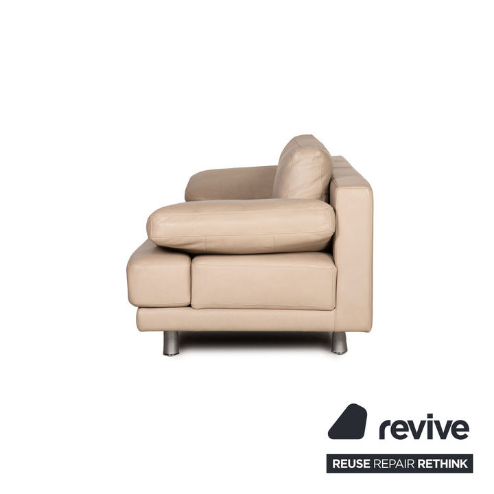 Rolf Benz 355 Leder Sofa Beige Dreisitzer Couch