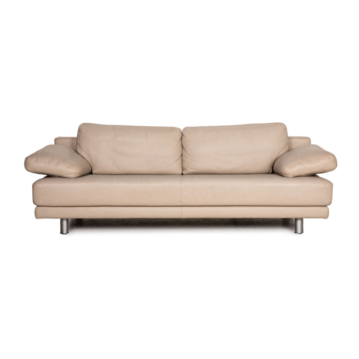 Rolf Benz 355 Leder Sofa Beige Dreisitzer Couch