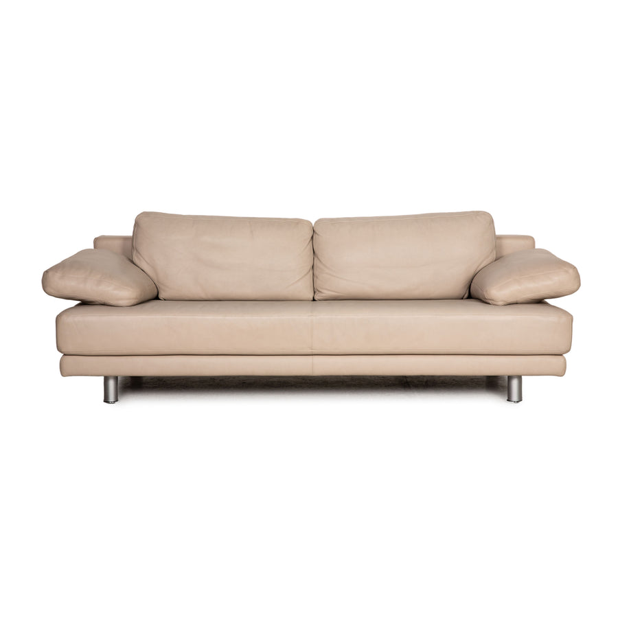 Rolf Benz 355 Leder Sofa Beige Dreisitzer Couch