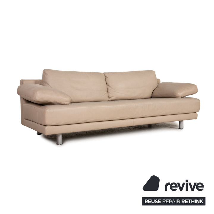 Rolf Benz 355 Leder Sofa Beige Dreisitzer Couch