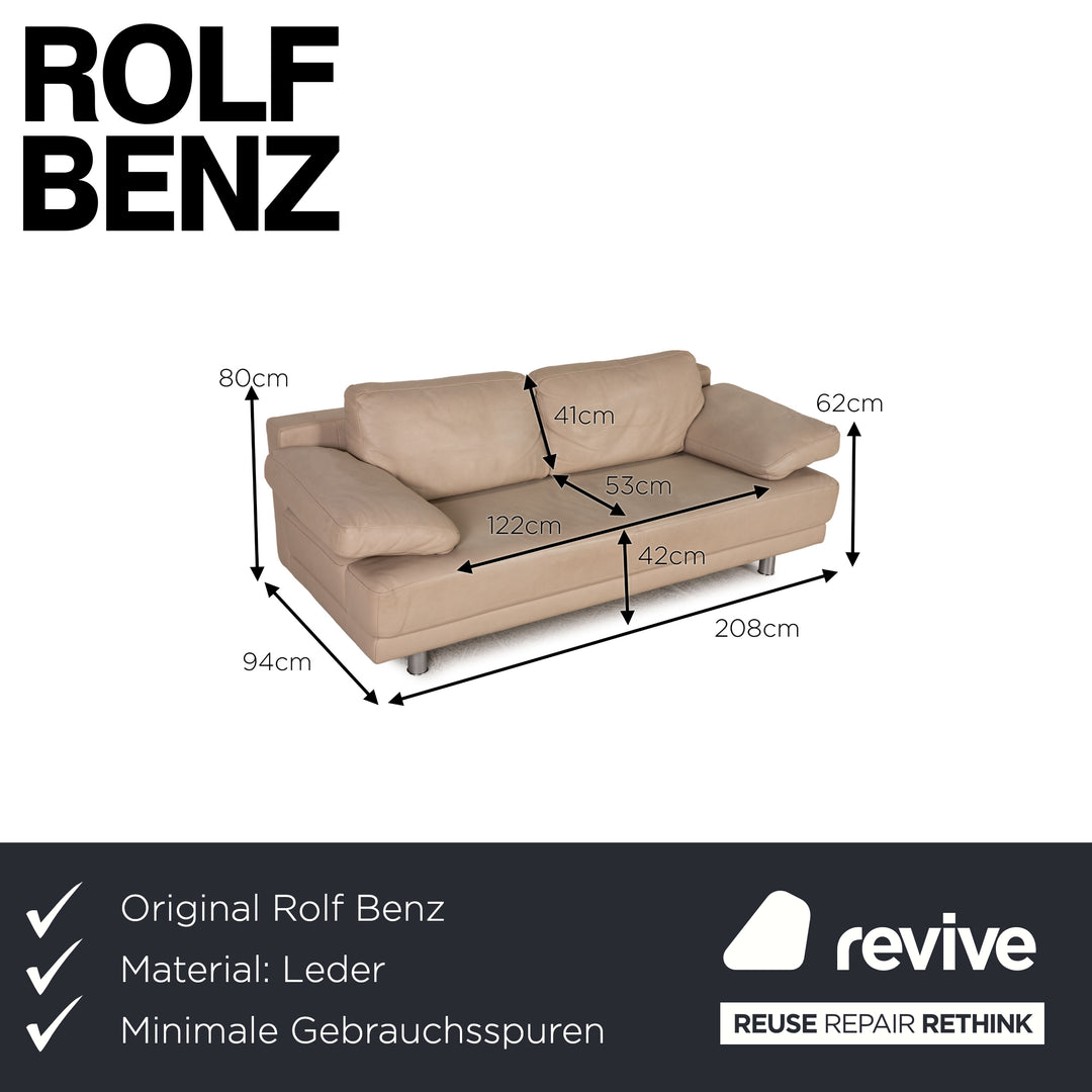 Rolf Benz 355 Leder Sofa Beige Zweisitzer Couch