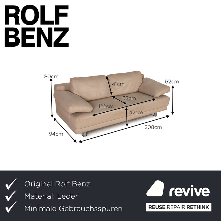 Rolf Benz 355 Leder Sofa Beige Zweisitzer Couch
