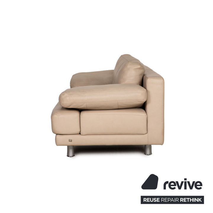 Rolf Benz 355 Leder Sofa Beige Zweisitzer Couch