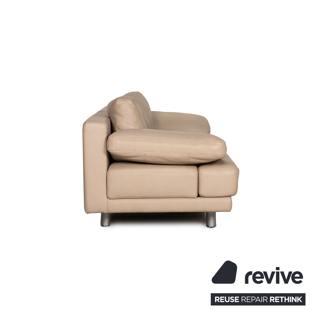 Rolf Benz 355 Leder Sofa Beige Zweisitzer Couch