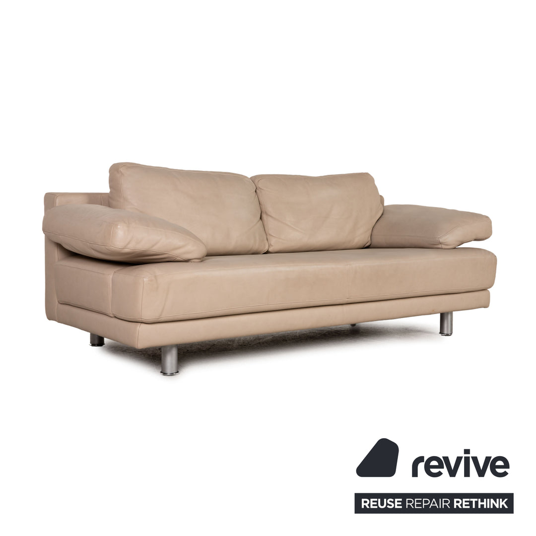 Rolf Benz 355 Leder Sofa Beige Zweisitzer Couch