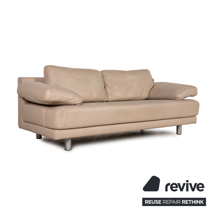 Rolf Benz 355 Leder Sofa Beige Zweisitzer Couch