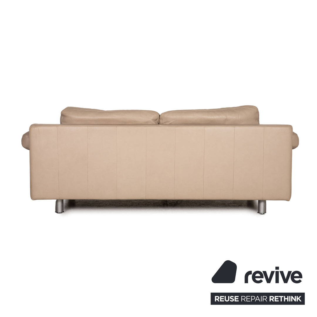 Rolf Benz 355 Leder Sofa Beige Zweisitzer Couch