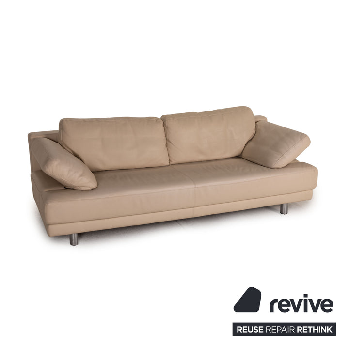 Rolf Benz 355 Leder Sofa Creme Dreisitzer Couch Funktion