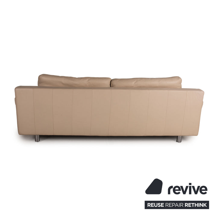 Rolf Benz 355 Leder Sofa Creme Dreisitzer Couch Funktion