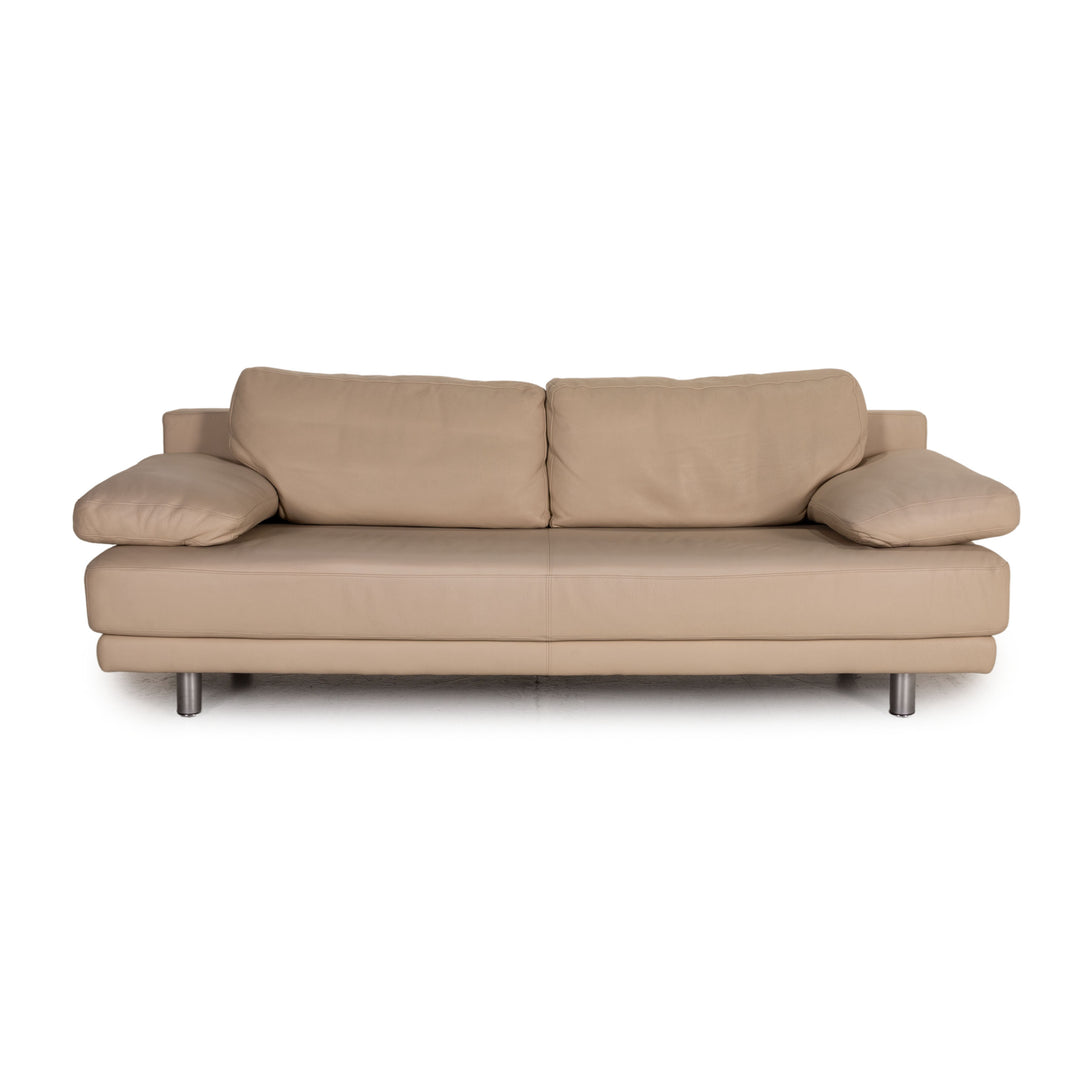 Rolf Benz 355 Leder Sofa Creme Dreisitzer Couch Funktion