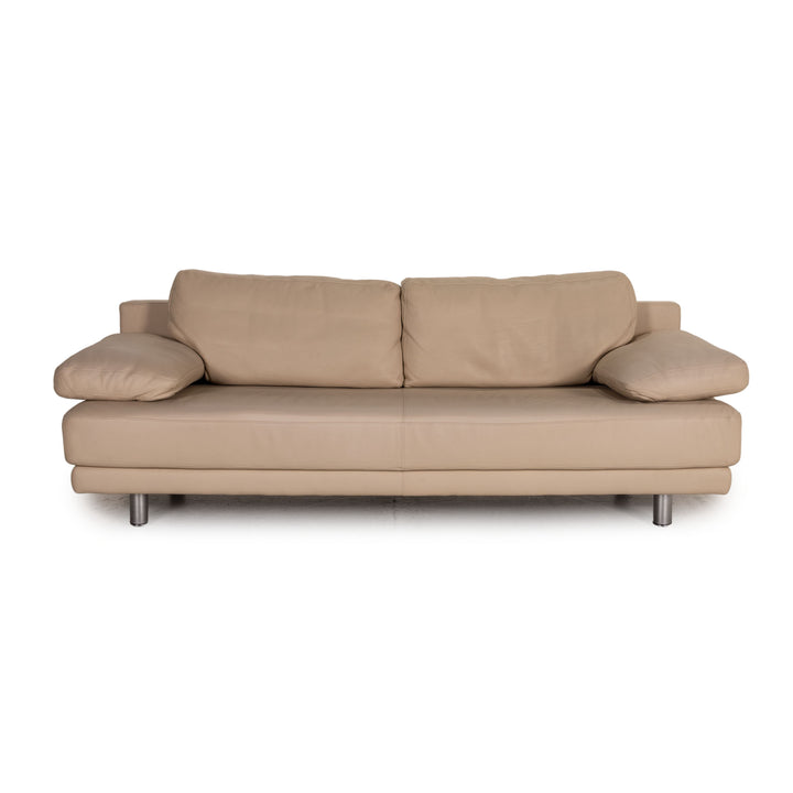 Rolf Benz 355 Leder Sofa Creme Dreisitzer Couch Funktion