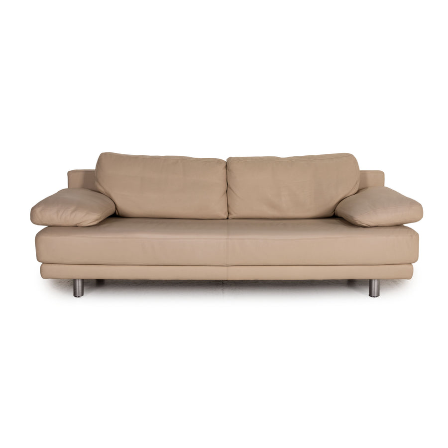 Rolf Benz 355 Leder Sofa Creme Dreisitzer Couch Funktion