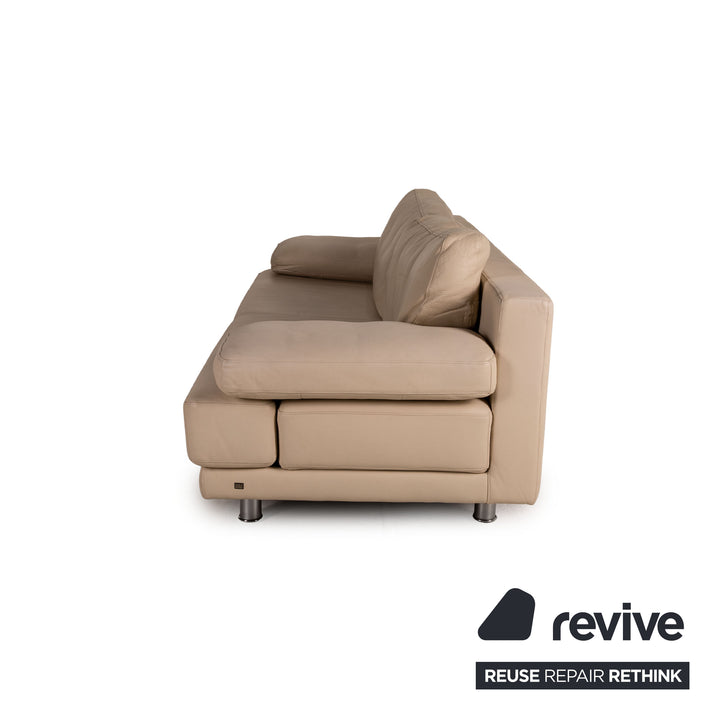 Rolf Benz 355 Leder Sofa Creme Dreisitzer Couch Funktion