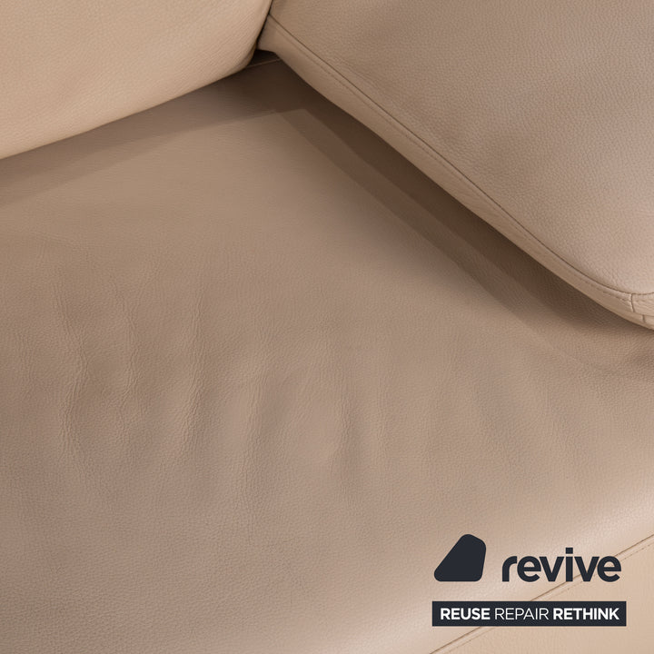 Rolf Benz 355 Leder Sofa Creme Dreisitzer Couch Funktion