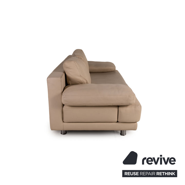 Rolf Benz 355 Leder Sofa Creme Dreisitzer Couch Funktion