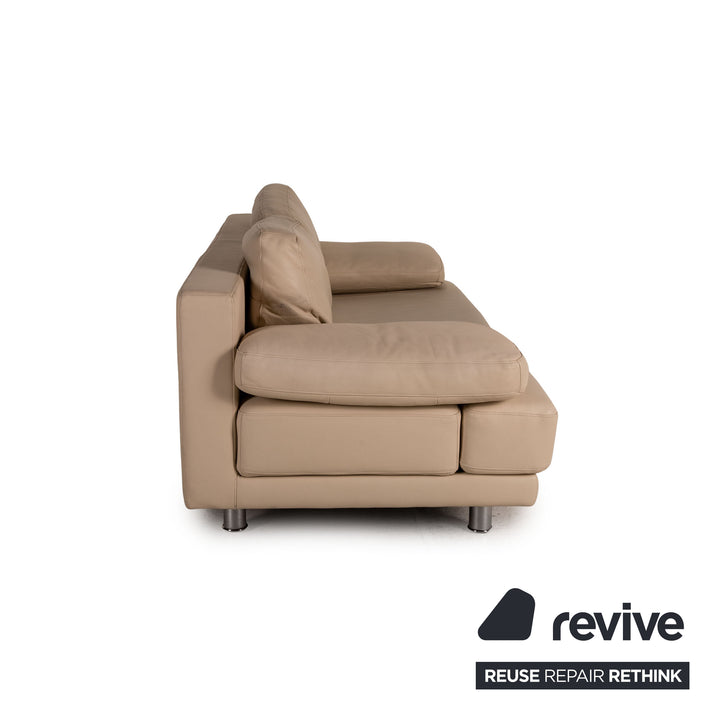 Rolf Benz 355 Leder Sofa Creme Zweisitzer Couch