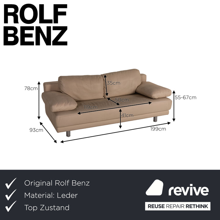Rolf Benz 355 Leder Sofa Creme Zweisitzer Couch