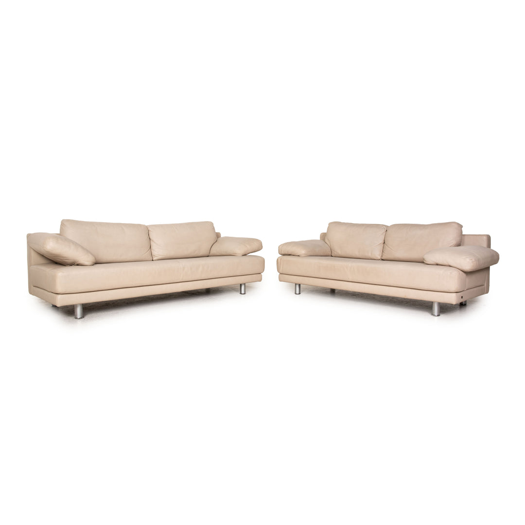 Rolf Benz 355 leather sofa set beige two-seater three-seater
