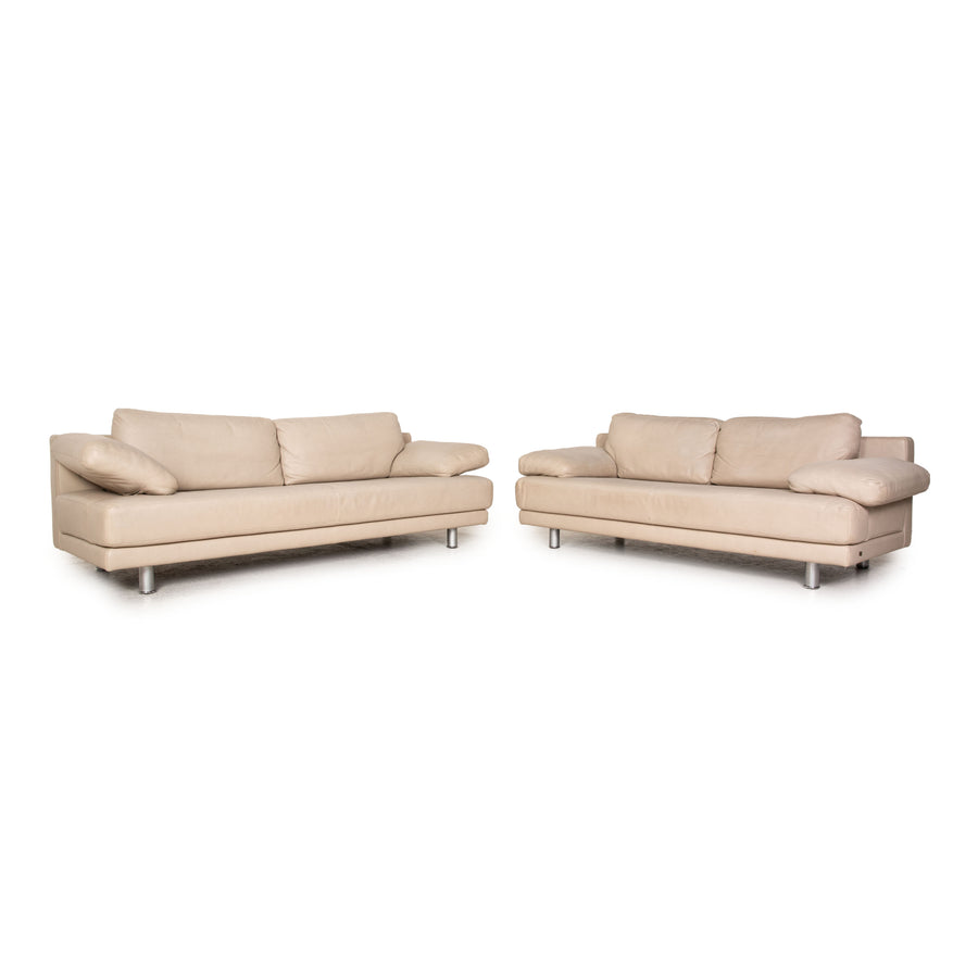 Rolf Benz 355 leather sofa set beige two-seater three-seater