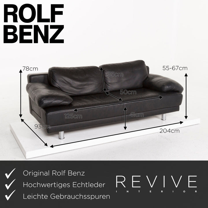 Rolf Benz 355 Leder Sofa Garnitur Schwarz 1x Dreisitzer 1x Zweisitzer Funktion #13078