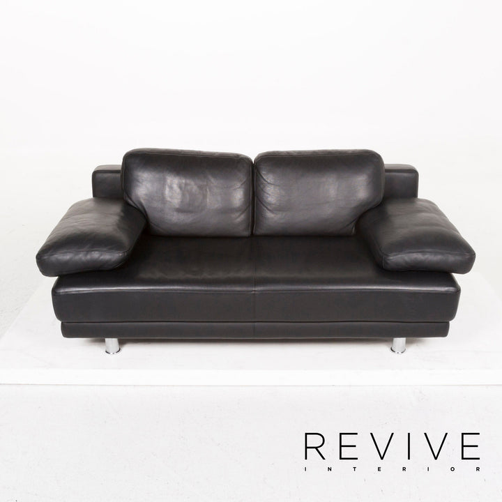 Rolf Benz 355 Leder Sofa Garnitur Schwarz 1x Dreisitzer 1x Zweisitzer Funktion #13078