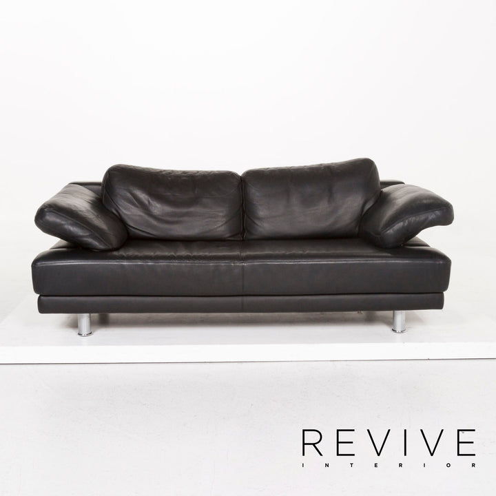 Rolf Benz 355 Leder Sofa Garnitur Schwarz 1x Dreisitzer 1x Zweisitzer Funktion #13078