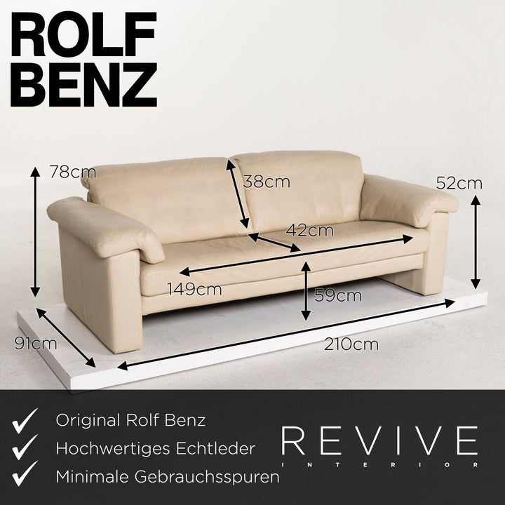 Rolf Benz 4000 Leder Sofa Beige DreisitzerCouch #12497