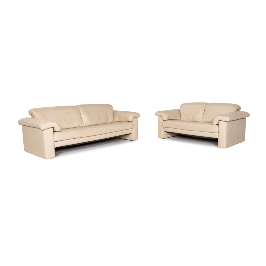 Rolf Benz 4000 leather sofa set beige 1x three-seater 1x two-seater #12659
