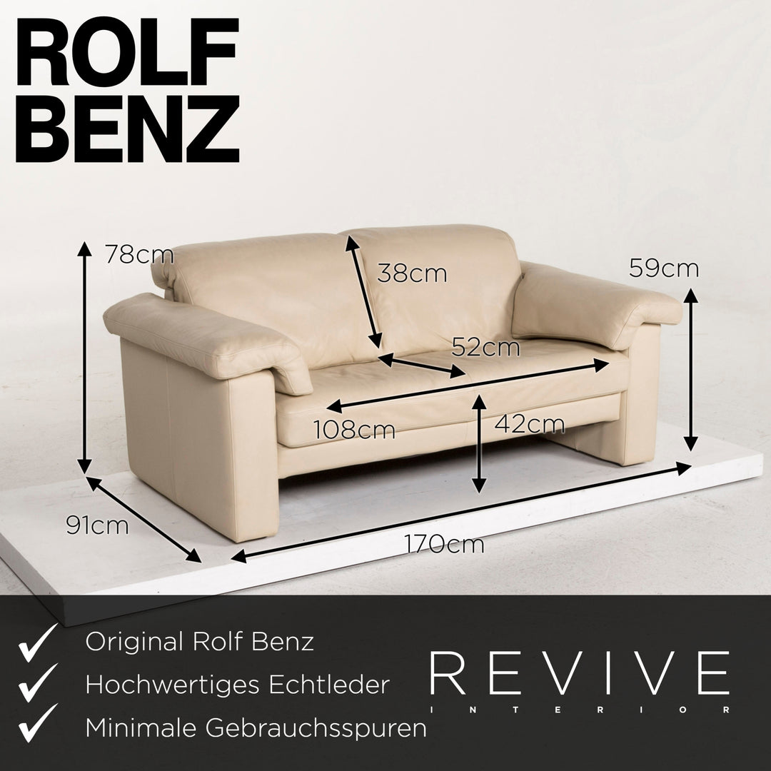 Rolf Benz 4000 leather sofa set beige 1x three-seater 1x two-seater #12659