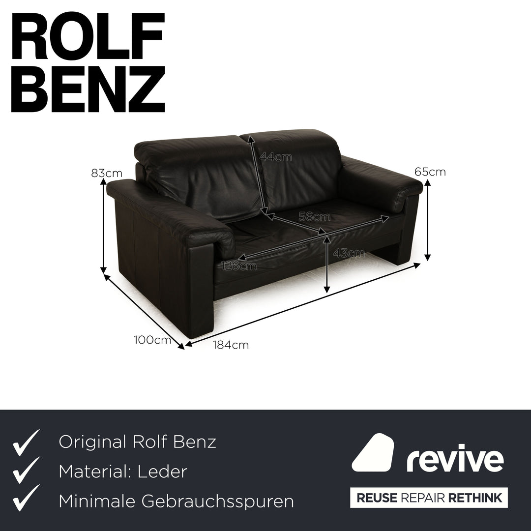 Rolf Benz 4000 Leder Zweisitzer Schwarz Sofa Couch