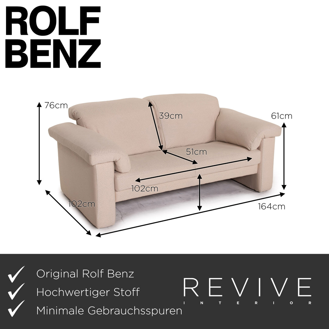 Rolf Benz 4000 fabric sofa set cream 1x three-seater 1x two-seater 1x armchair 1x stool