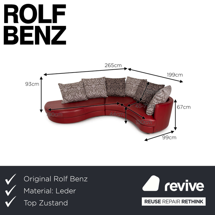 Rolf Benz 4500 Leder Sofa Dunkelrot Ecksofa Couch