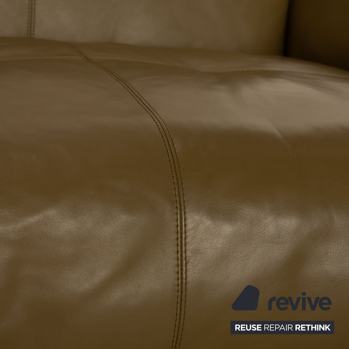 Rolf Benz 50 Leder Dreisitzer Khaki Grün Sofa Couch manuelle Funktion