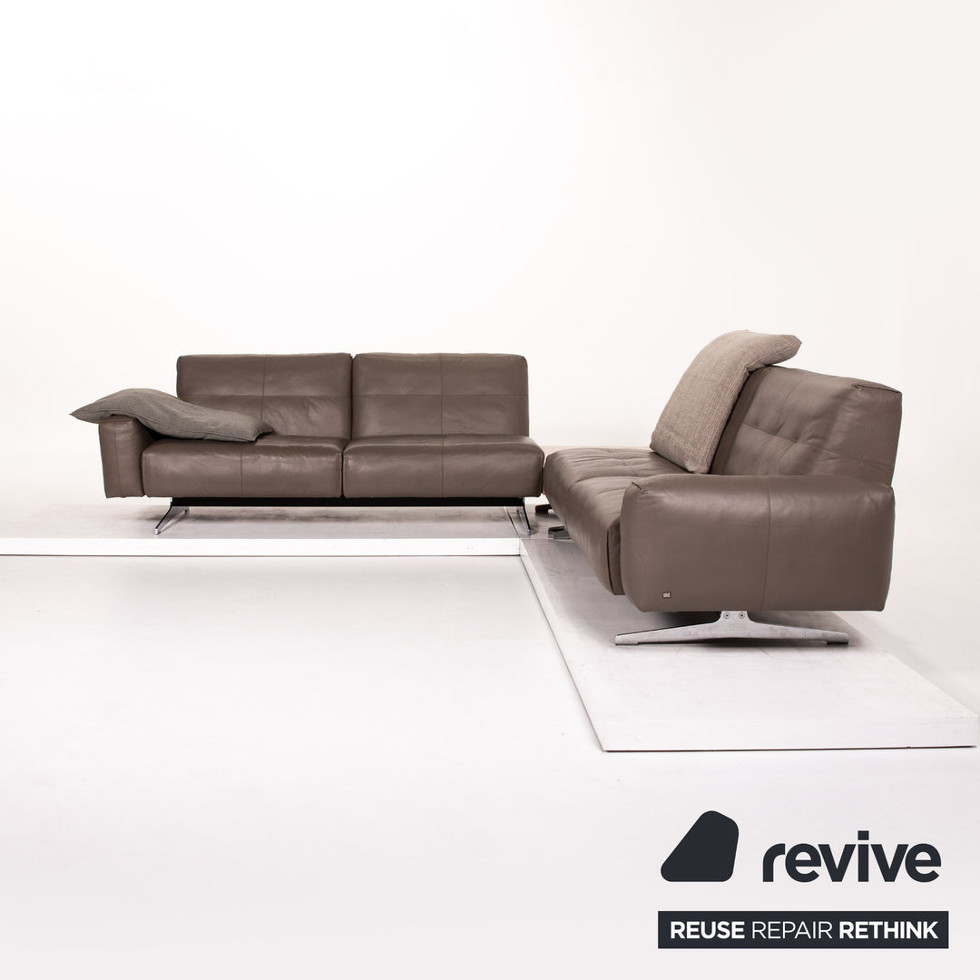 Rolf Benz 50 Leder Ecksofa inkl. Marmortisch Grau Graubraun Sofa Couch #13767