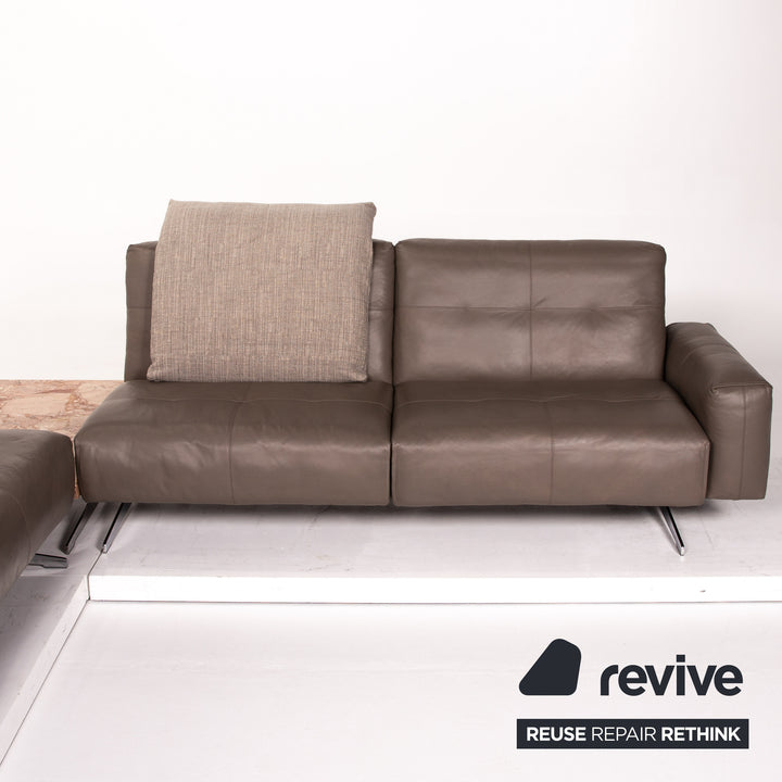 Rolf Benz 50 Leder Ecksofa inkl. Marmortisch Grau Graubraun Sofa Couch #13767