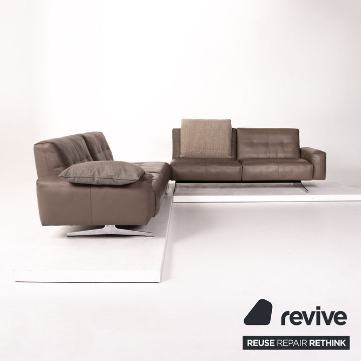 Rolf Benz 50 Leder Ecksofa inkl. Marmortisch Grau Graubraun Sofa Couch #13767