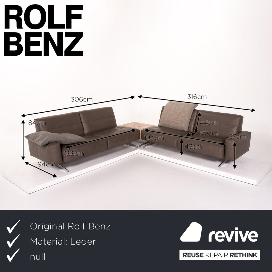Rolf Benz 50 Leder Ecksofa inkl. Marmortisch Grau Graubraun Sofa Couch #13767