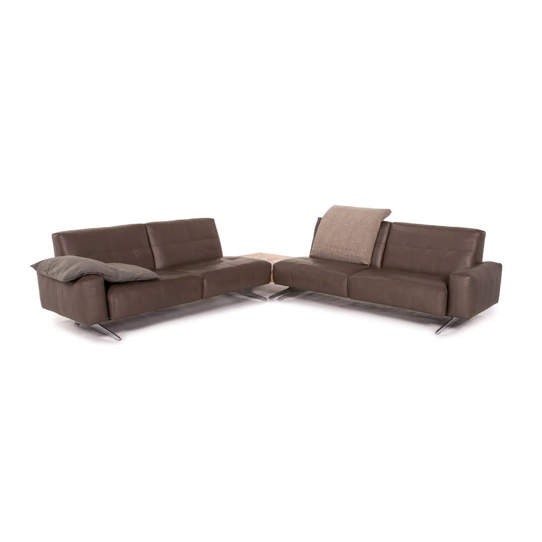 Rolf Benz 50 Leder Ecksofa inkl. Marmortisch Grau Graubraun Sofa Couch #13767