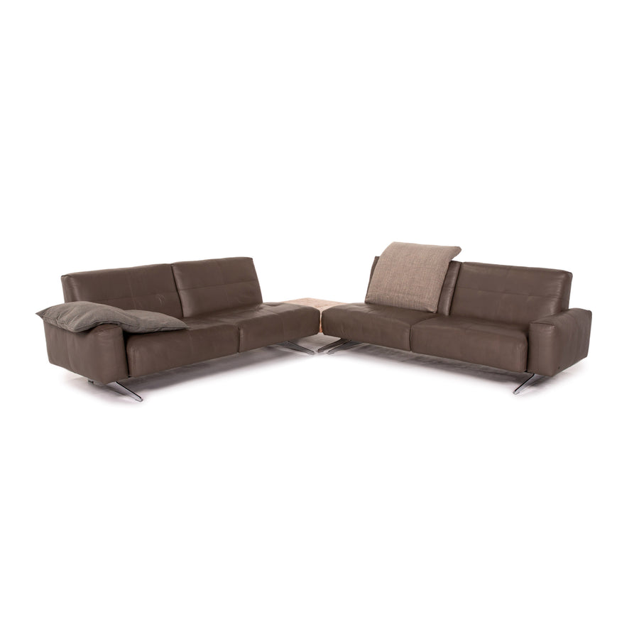 Rolf Benz 50 Leder Ecksofa inkl. Marmortisch Grau Graubraun Sofa Couch #13767