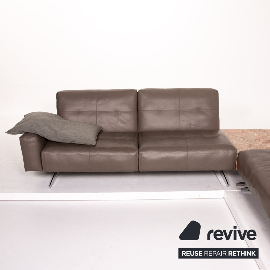 Rolf Benz 50 Leder Ecksofa inkl. Marmortisch Grau Graubraun Sofa Couch #13767