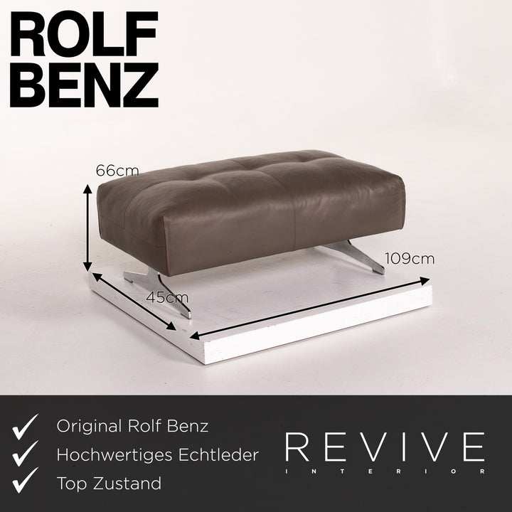 Rolf Benz 50 Leather Stool Gray Gray Brown Ottoman #13505