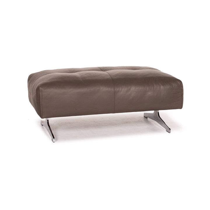 Rolf Benz 50 tabouret en cuir gris gris marron pouf #13505