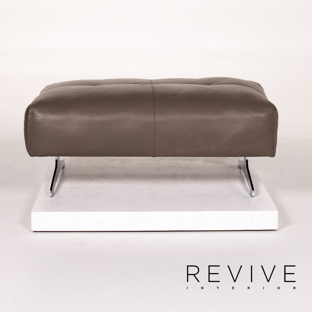 Rolf Benz 50 Leather Stool Gray Gray Brown Ottoman #13505