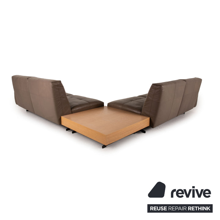 Rolf Benz 50 leather sofa set brown 1x corner sofa 1x stool couch bench