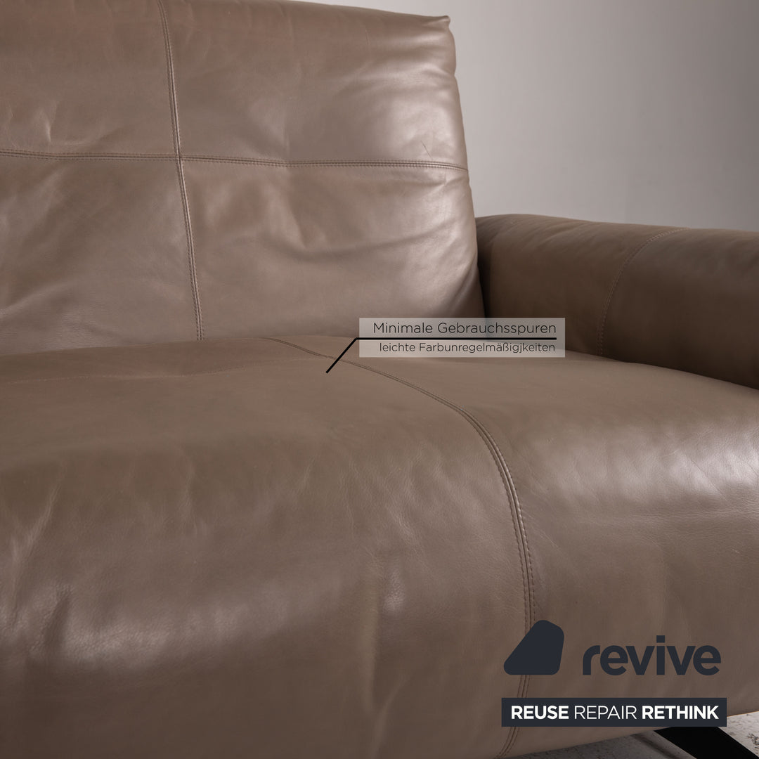 Rolf Benz 50 leather sofa set brown 1x corner sofa 1x stool couch bench