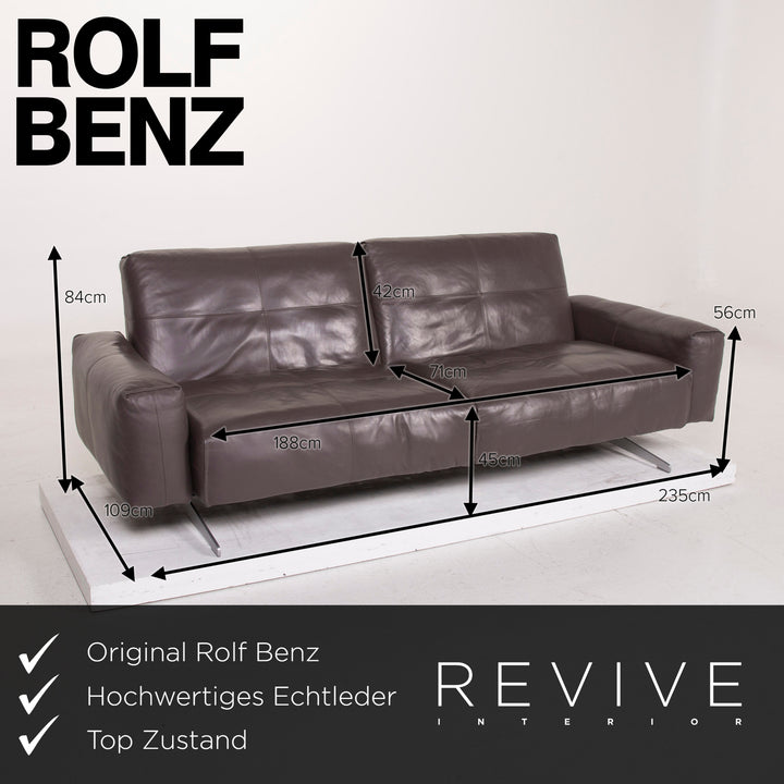 Rolf Benz 50 leather sofa gray three-seater #14942