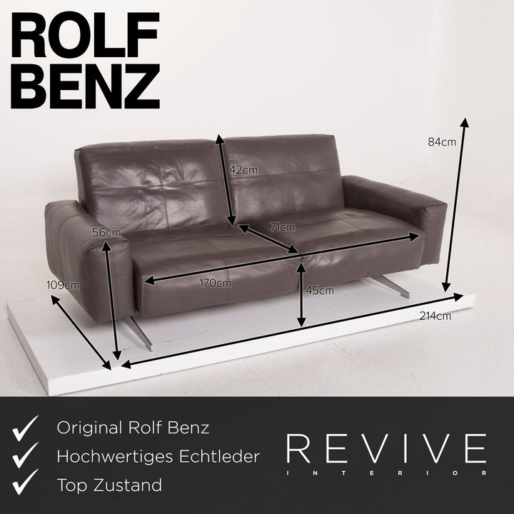 Rolf Benz 50 leather sofa gray two-seater #14941