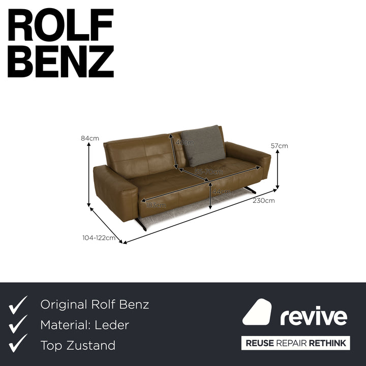 Rolf Benz 50 leather sofa olive green four-seater couch